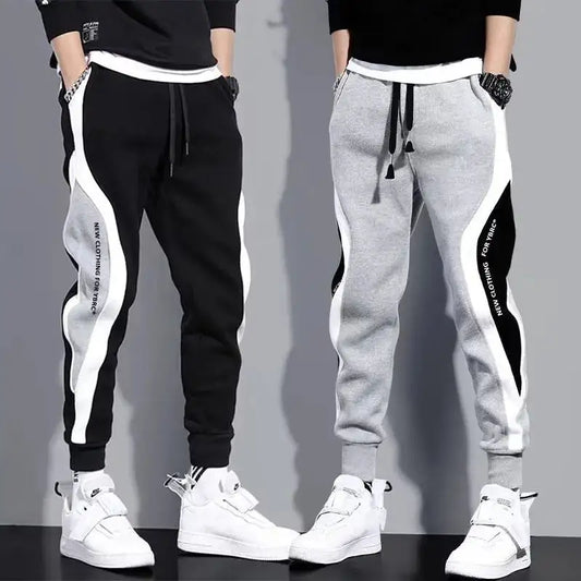 Pants Hip Hop Drawstring Jogger in black and gray, trendy and comfortable streetwear.